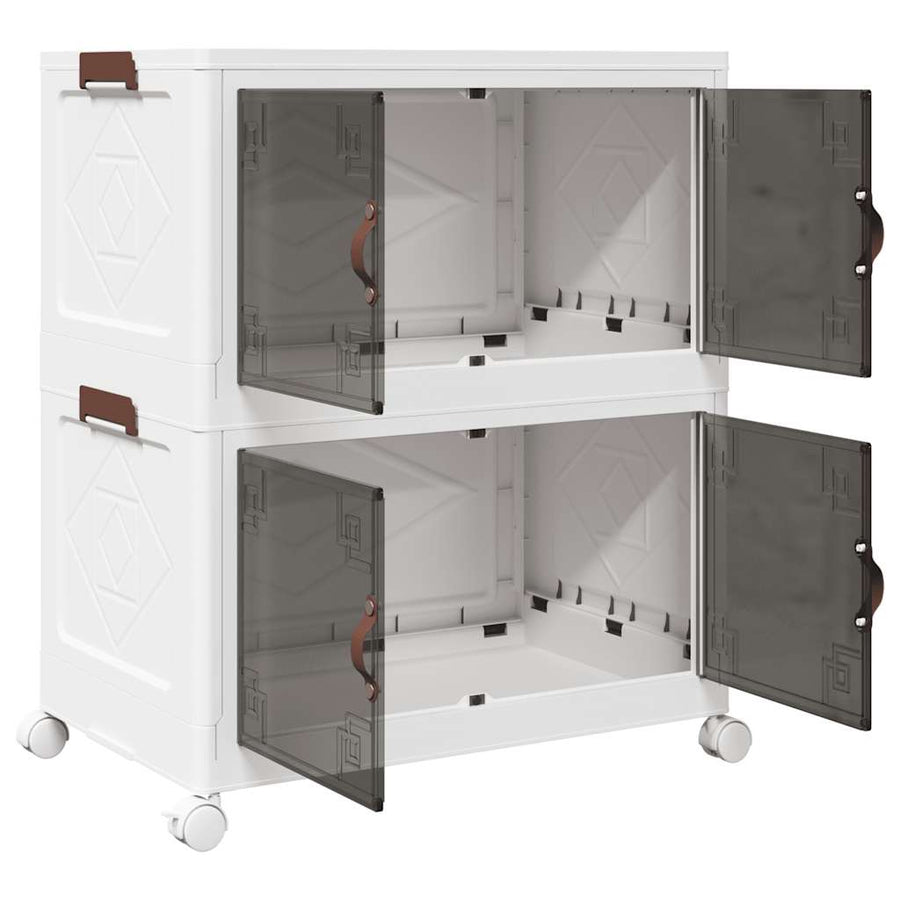 Opbergbox stapelbaar met wielen 2-laags 75 L 65x40x76 cm