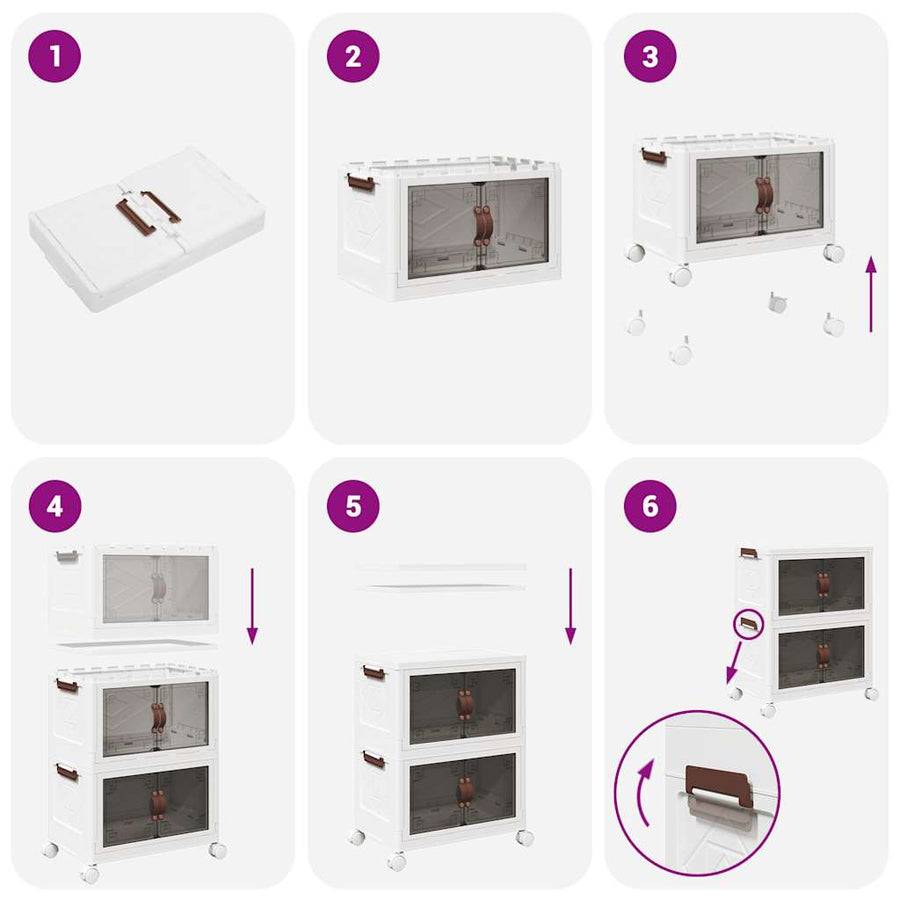 Opbergbox stapelbaar met wielen 2-laags 75 L 65x40x76 cm