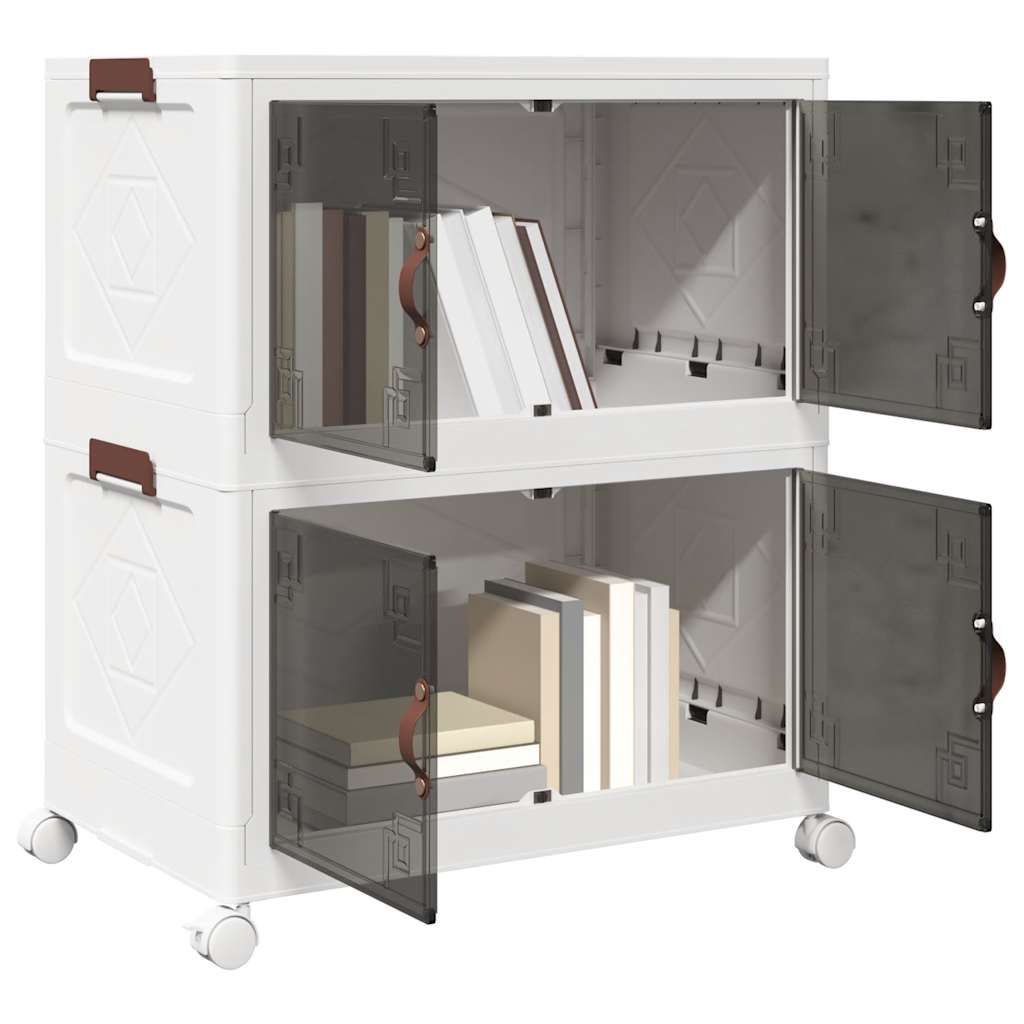 Opbergbox stapelbaar met wielen 2-laags 75 L 65x40x76 cm