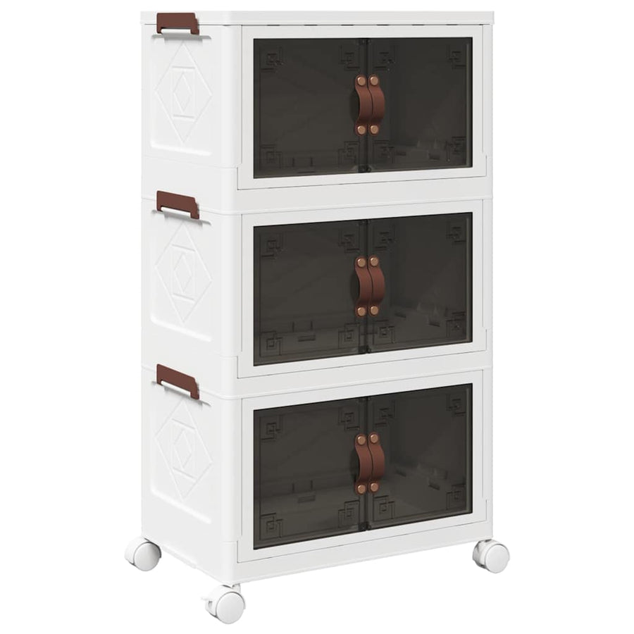 Opbergbox stapelbaar met wielen 3-laags 28 L 48,5x29,5x86 cm