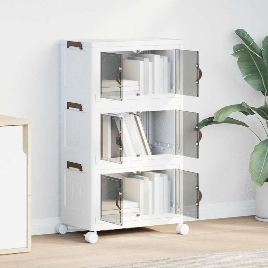 Opbergbox stapelbaar met wielen 3-laags 28 L 48,5x29,5x86 cm