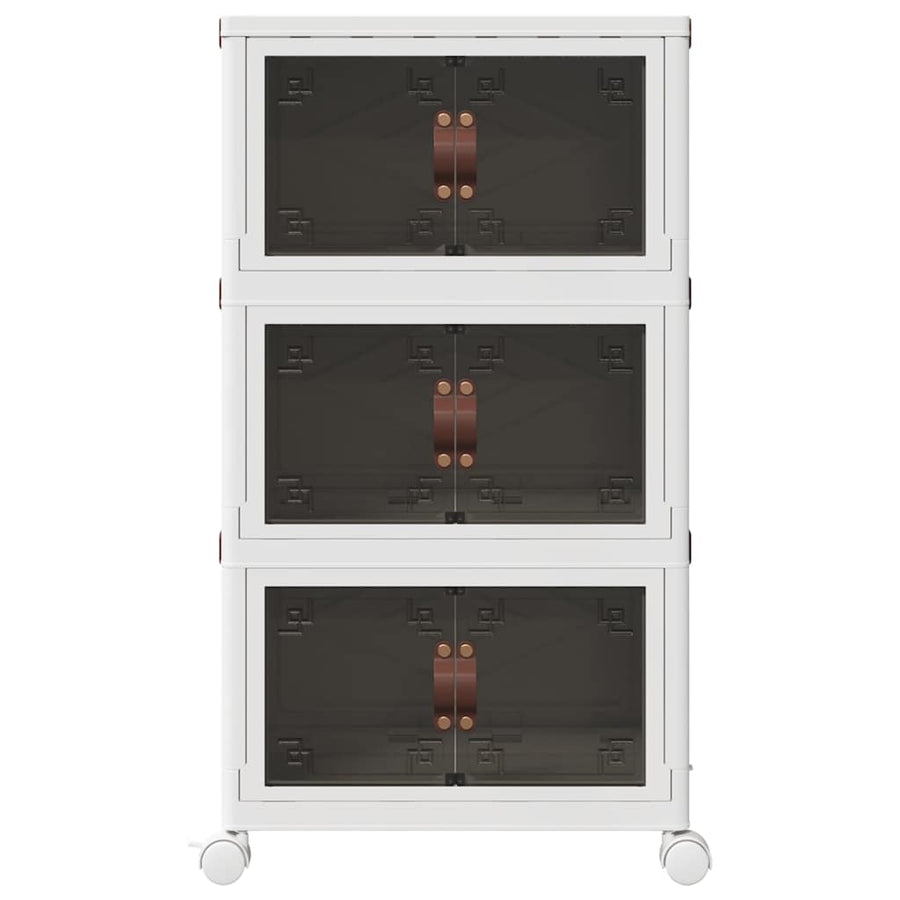 Opbergbox stapelbaar met wielen 3-laags 28 L 48,5x29,5x86 cm