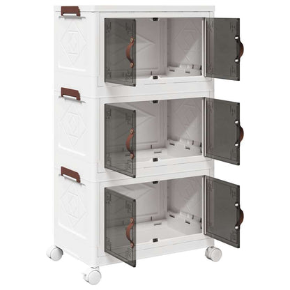 Opbergbox stapelbaar met wielen 3-laags 28 L 48,5x29,5x86 cm