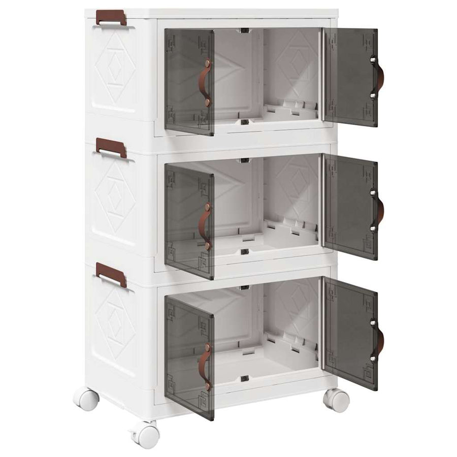 Opbergbox stapelbaar met wielen 3-laags 28 L 48,5x29,5x86 cm