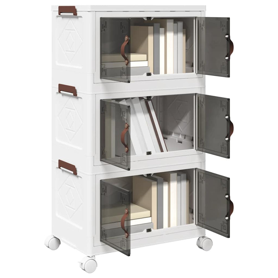 Opbergbox stapelbaar met wielen 3-laags 28 L 48,5x29,5x86 cm