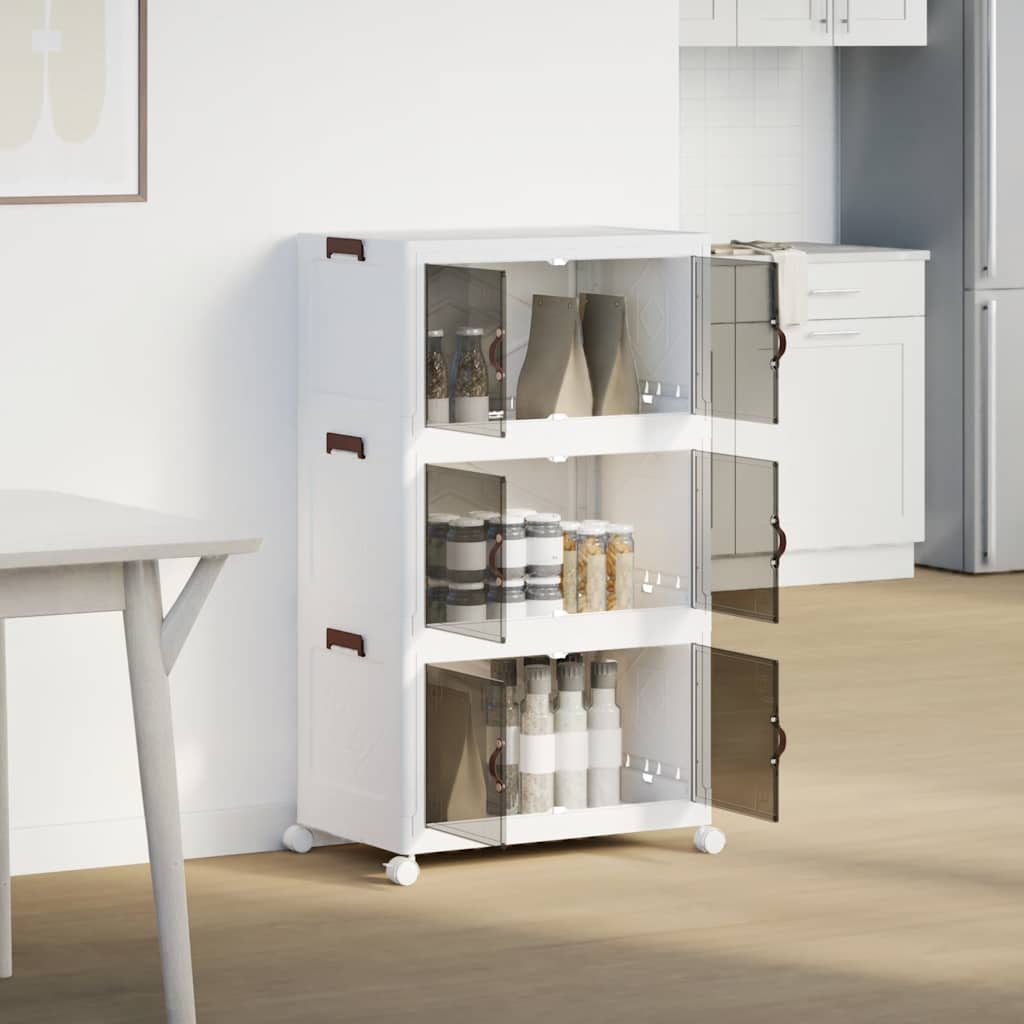 Opbergbox stapelbaar met wielen 3-laags 75 L 69x39,5x110,5 cm