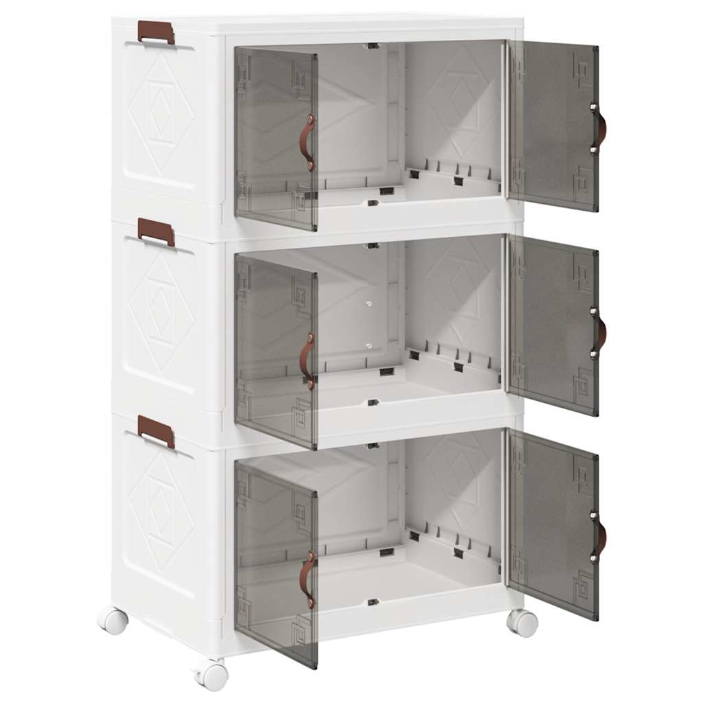 Opbergbox stapelbaar met wielen 3-laags 75 L 69x39,5x110,5 cm