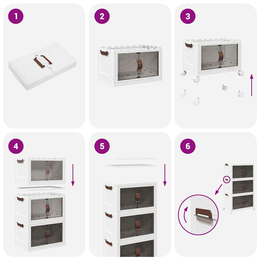 Opbergbox stapelbaar met wielen 3-laags 75 L 69x39,5x110,5 cm