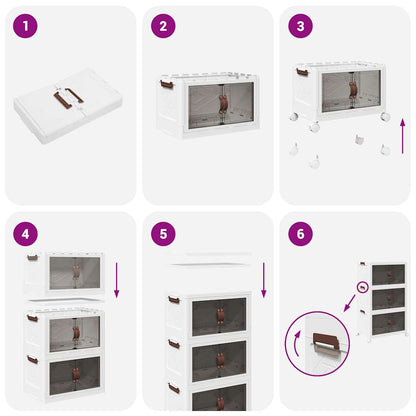 Opbergbox stapelbaar met wielen 3-laags 75 L 69x39,5x110,5 cm