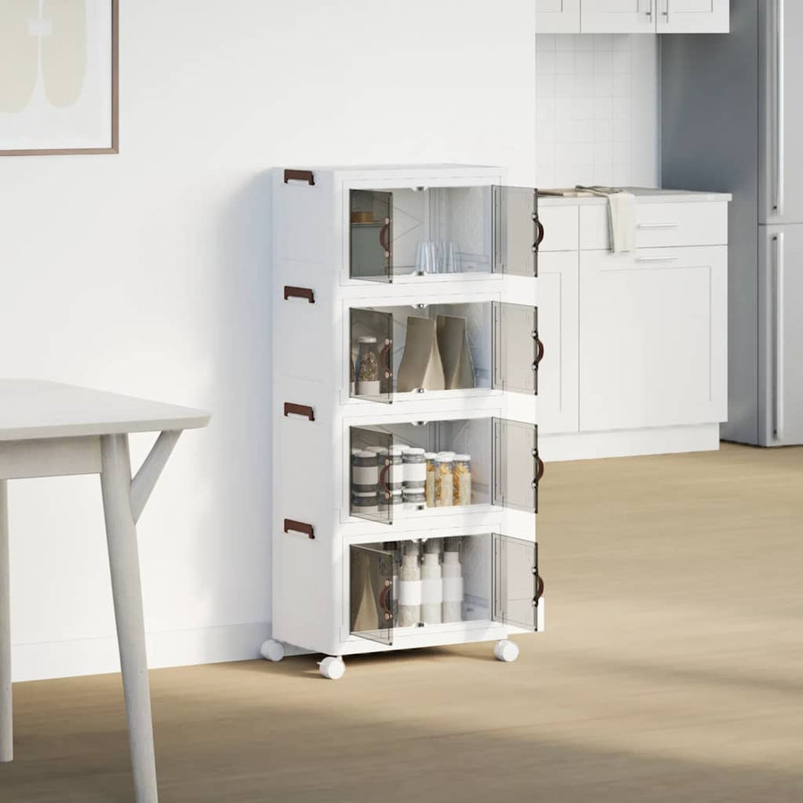 Opbergbox stapelbaar met wielen 4-laags 28 L 48,5x29,5x112,5 cm