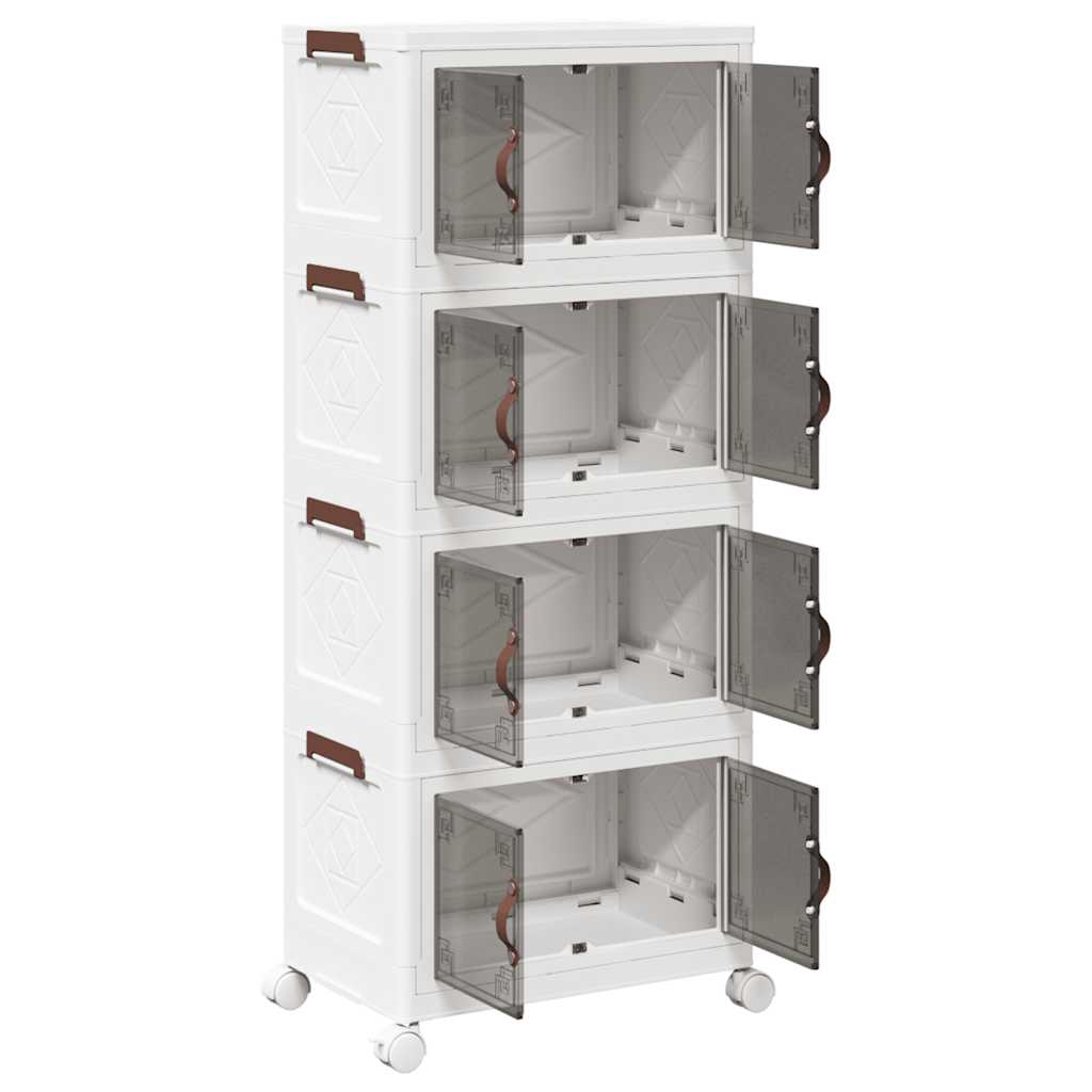 Opbergbox stapelbaar met wielen 4-laags 28 L 48,5x29,5x112,5 cm