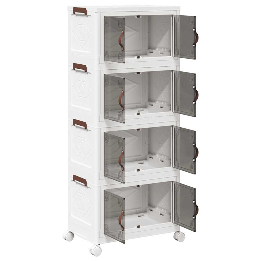 Opbergbox stapelbaar met wielen 4-laags 28 L 48,5x29,5x112,5 cm
