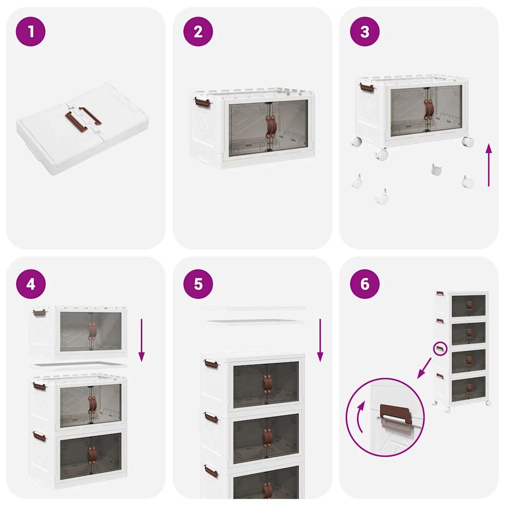 Opbergbox stapelbaar met wielen 4-laags 28 L 48,5x29,5x112,5 cm