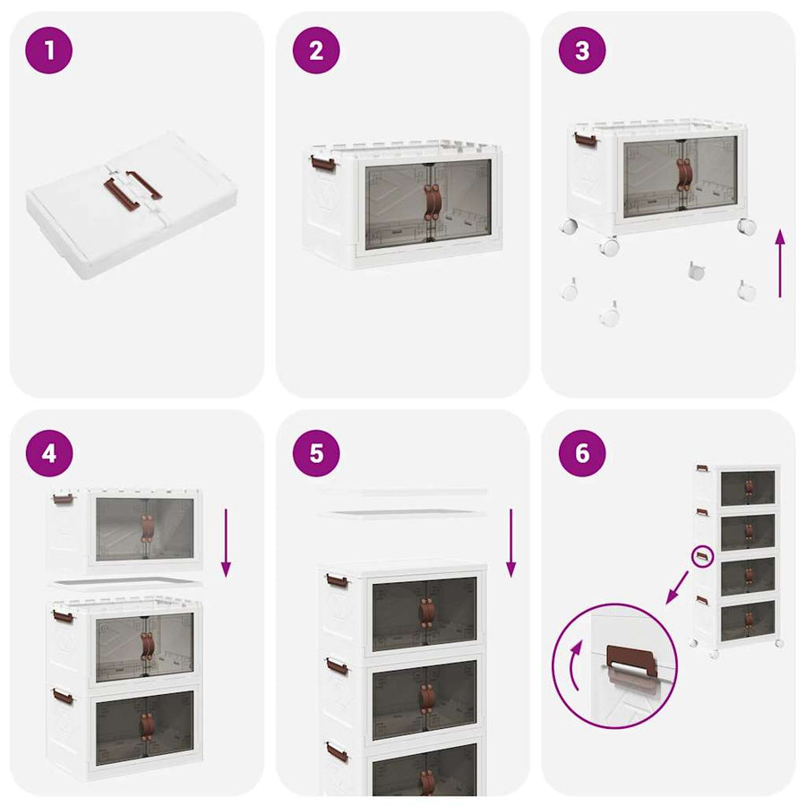 Opbergbox stapelbaar met wielen 4-laags 28 L 48,5x29,5x112,5 cm