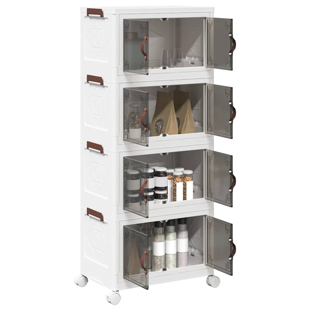 Opbergbox stapelbaar met wielen 4-laags 28 L 48,5x29,5x112,5 cm