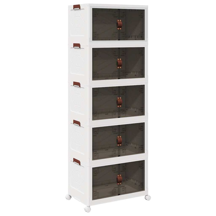 Opbergbox stapelbaar met wielen 5-laags 75 L 65x40x179 cm