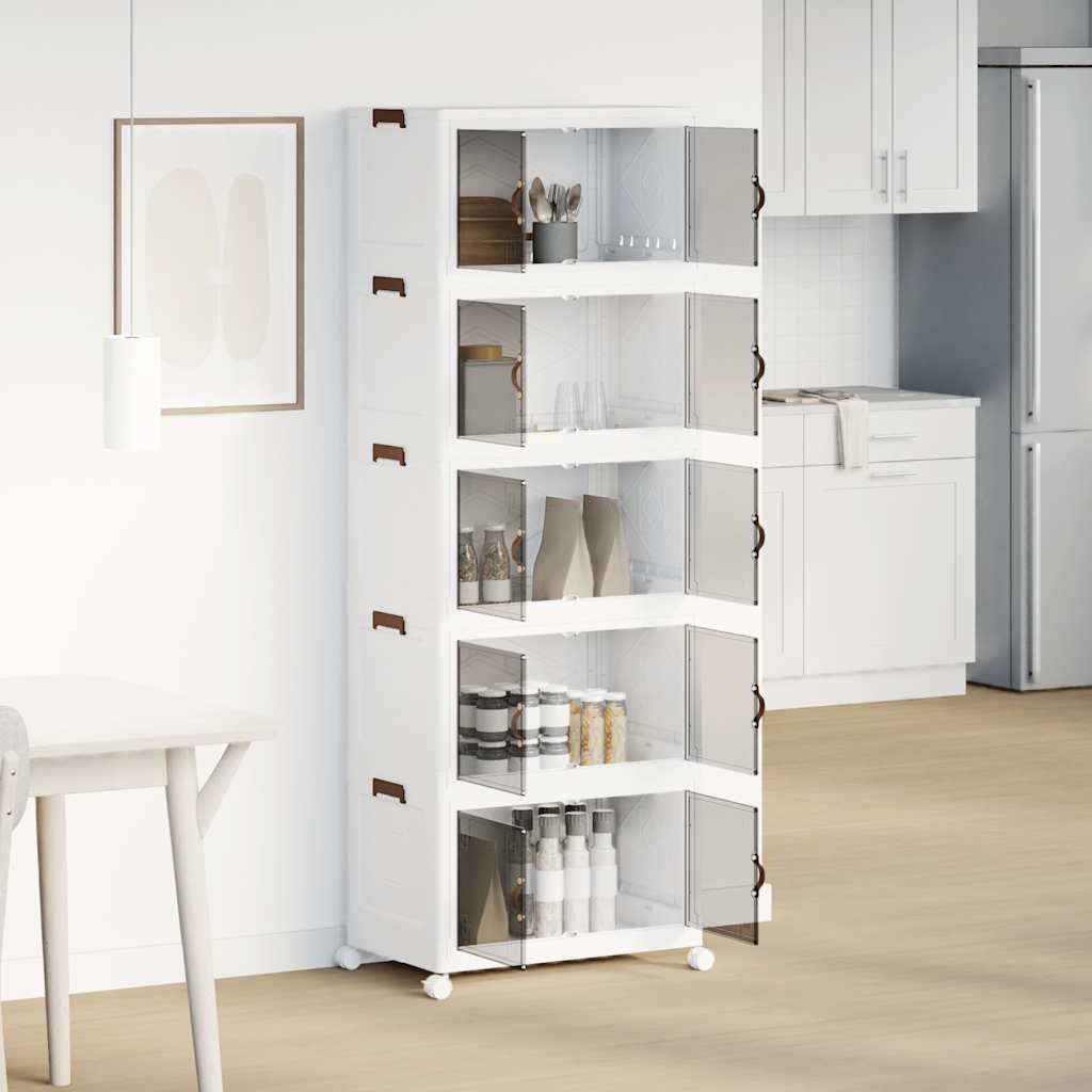 Opbergbox stapelbaar met wielen 5-laags 75 L 65x40x179 cm