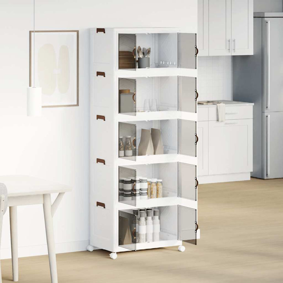 Opbergbox stapelbaar met wielen 5-laags 75 L 65x40x179 cm