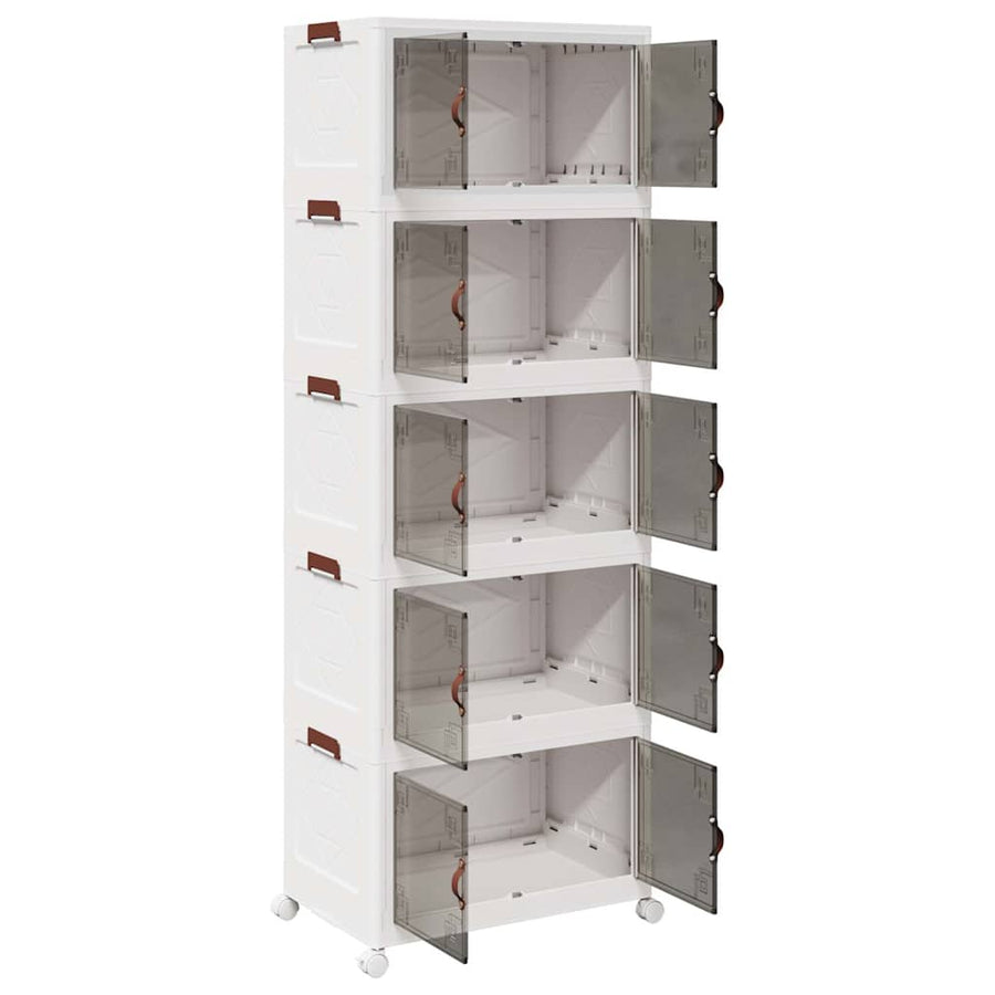 Opbergbox stapelbaar met wielen 5-laags 75 L 65x40x179 cm