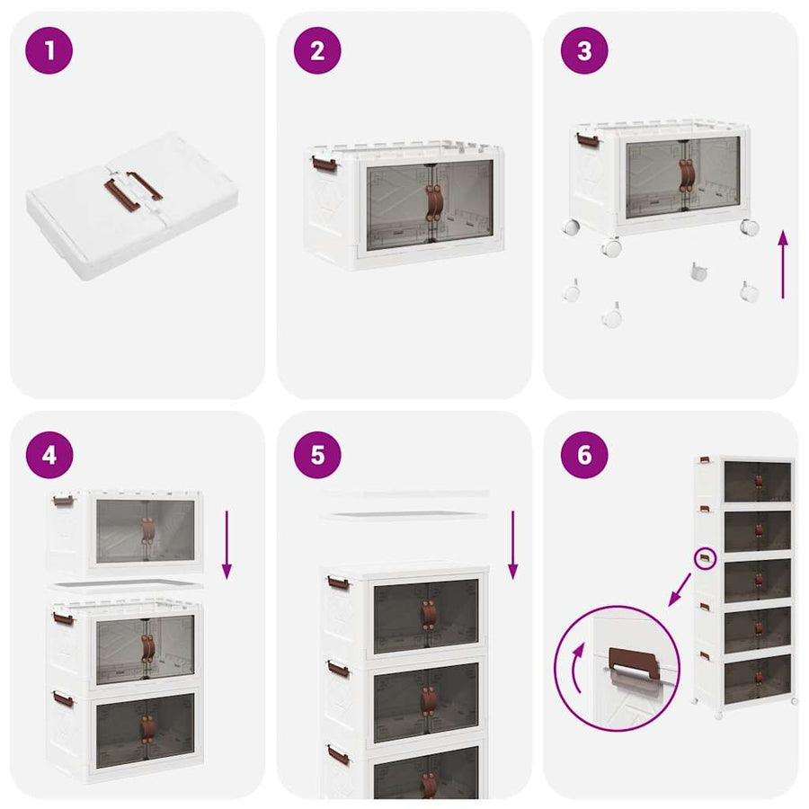 Opbergbox stapelbaar met wielen 5-laags 75 L 65x40x179 cm