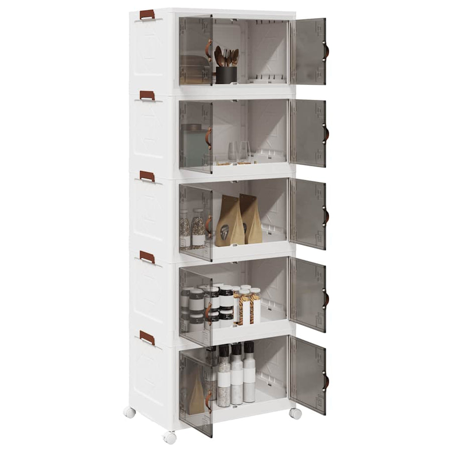Opbergbox stapelbaar met wielen 5-laags 75 L 65x40x179 cm