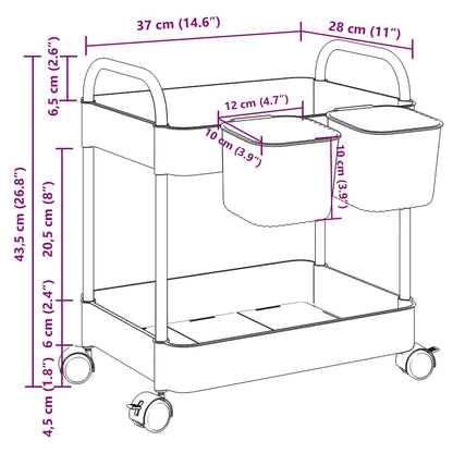 Opbergtrolley 2-laags 37x27,5x43,5 cm acryl transparant