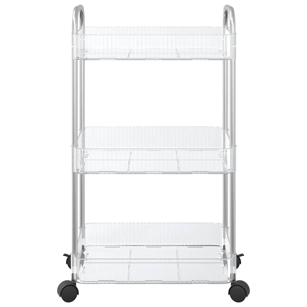 Opbergtrolley 3-laags 37x28x68 cm acryl transparant