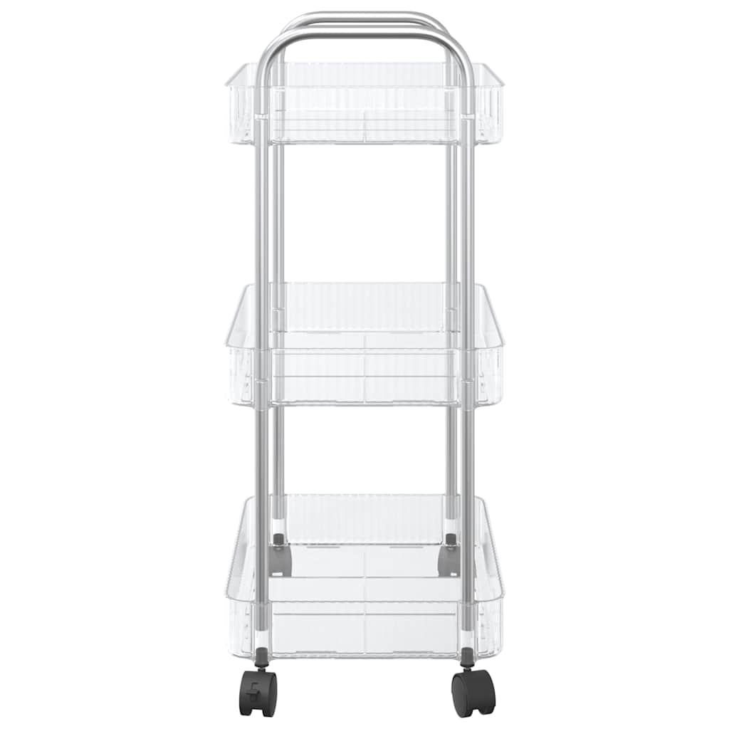 Opbergtrolley 3-laags 37x28x68 cm acryl transparant