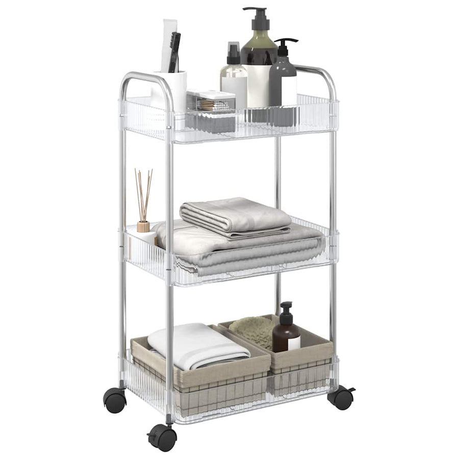 Opbergtrolley 3-laags 37x28x68 cm acryl transparant