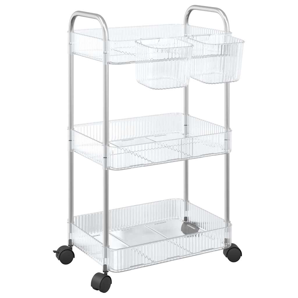 Opbergtrolley 3-laags 37x28x68 cm acryl transparant