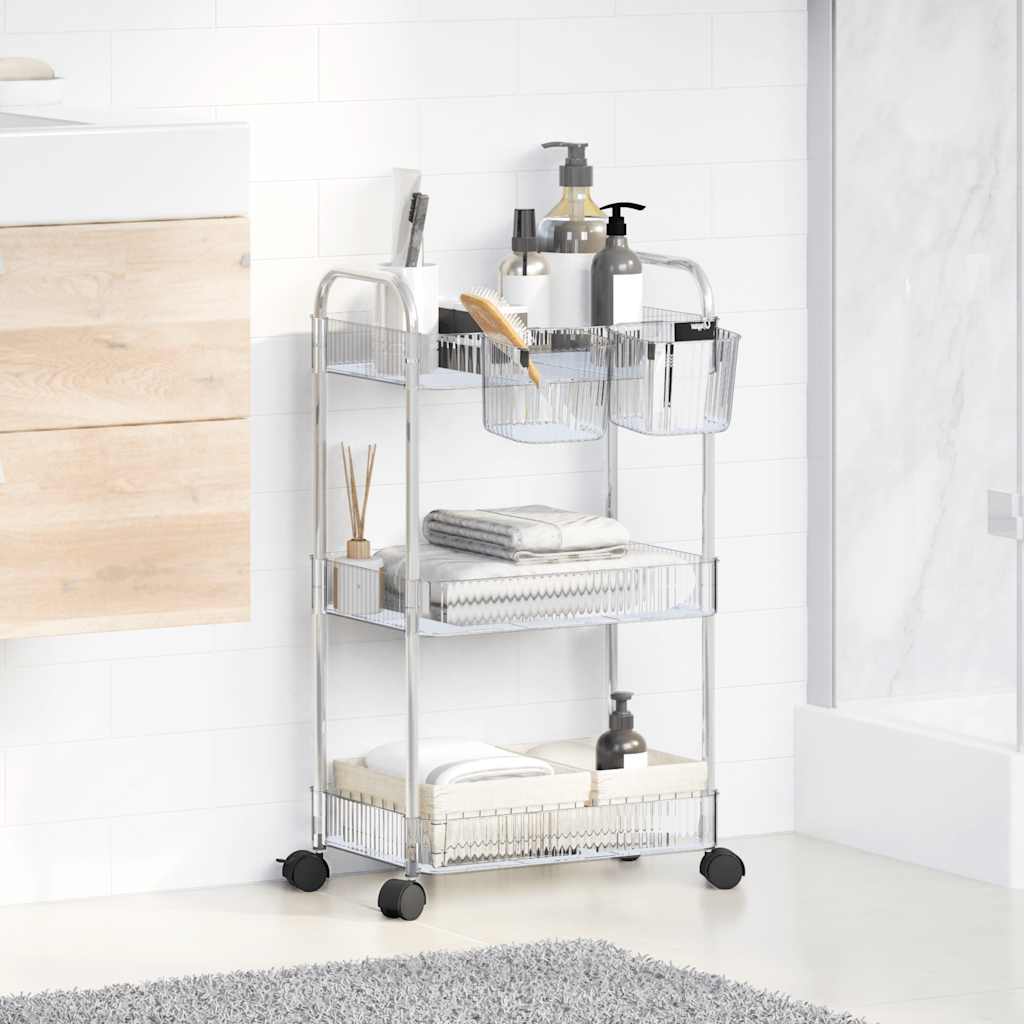 Opbergtrolley 3-laags 37x28x68 cm acryl transparant