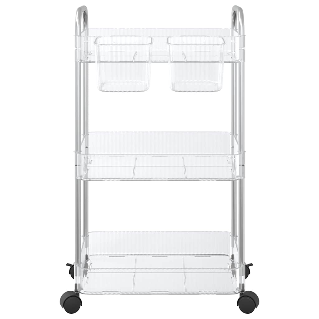 Opbergtrolley 3-laags 37x28x68 cm acryl transparant