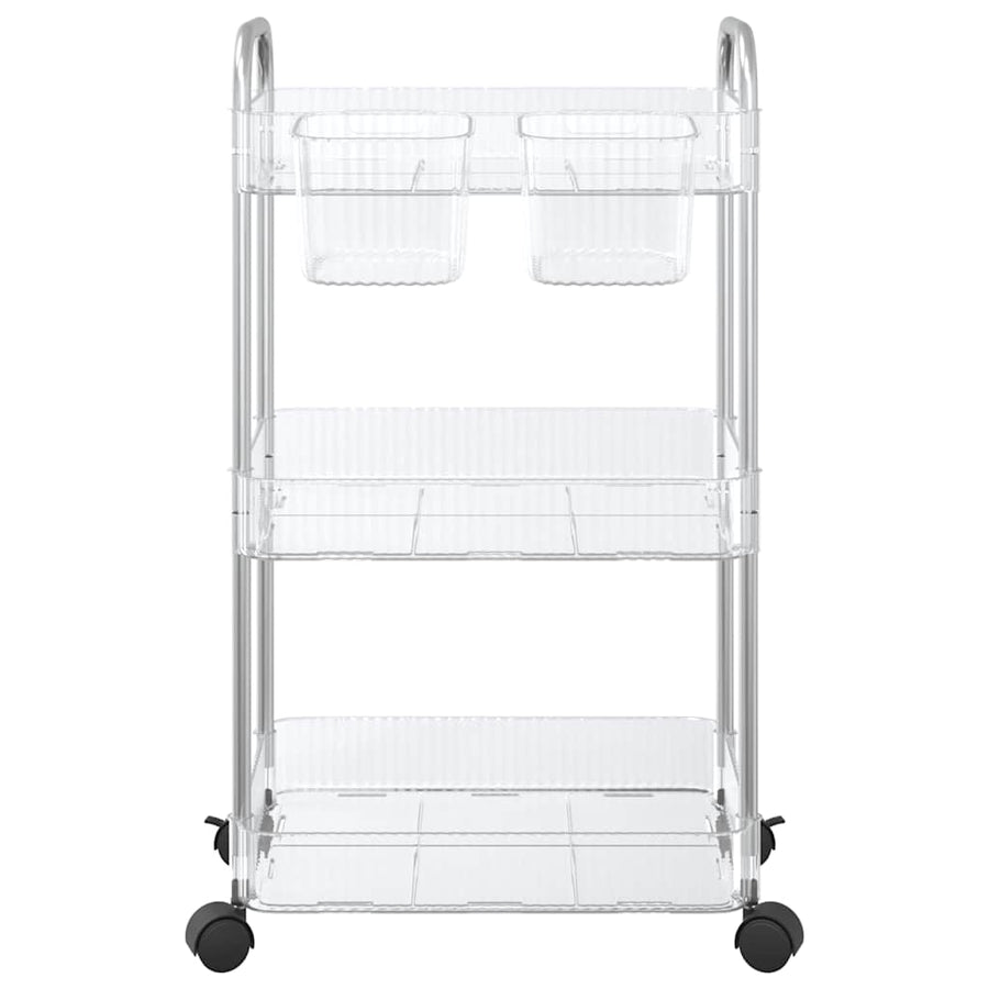 Opbergtrolley 3-laags 37x28x68 cm acryl transparant