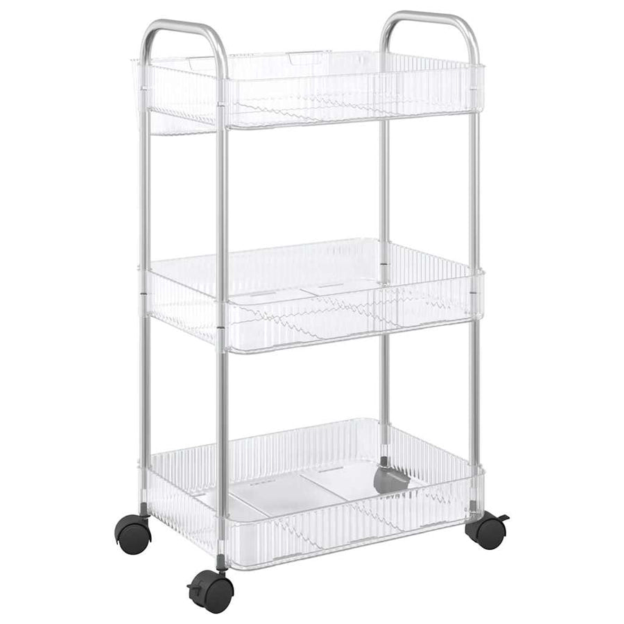 Opbergtrolley 3-laags 37x28x68 cm acryl transparant