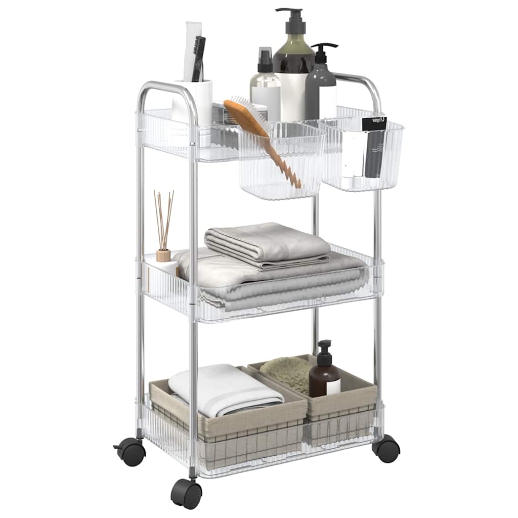 Opbergtrolley 3-laags 37x28x68 cm acryl transparant