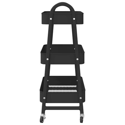 Opbergtrolley 3-laags 42x41,5x77 cm staal zwart