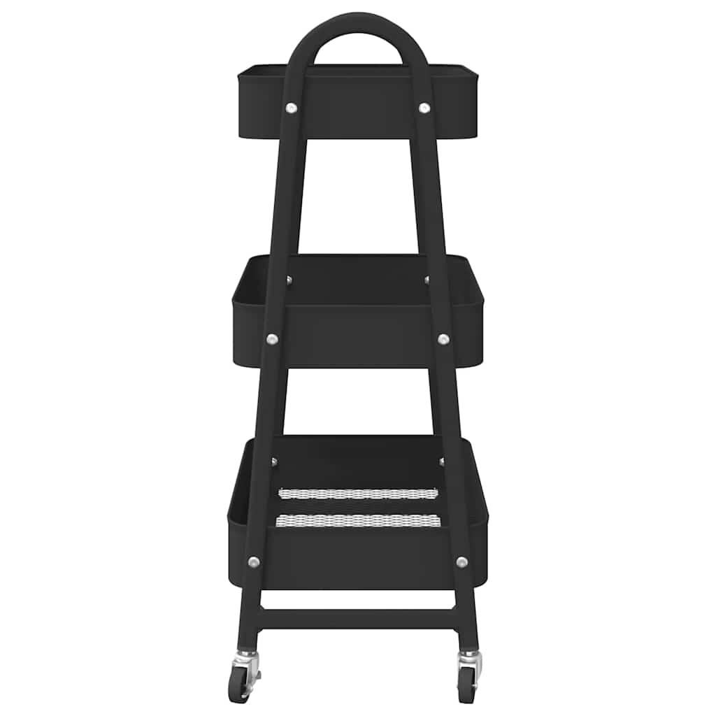 Opbergtrolley 3-laags 42x41,5x77 cm staal zwart