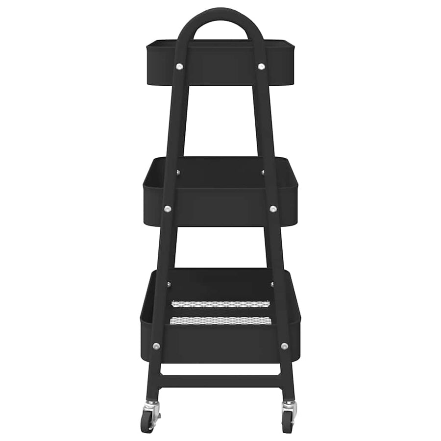 Opbergtrolley 3-laags 42x41,5x77 cm staal zwart