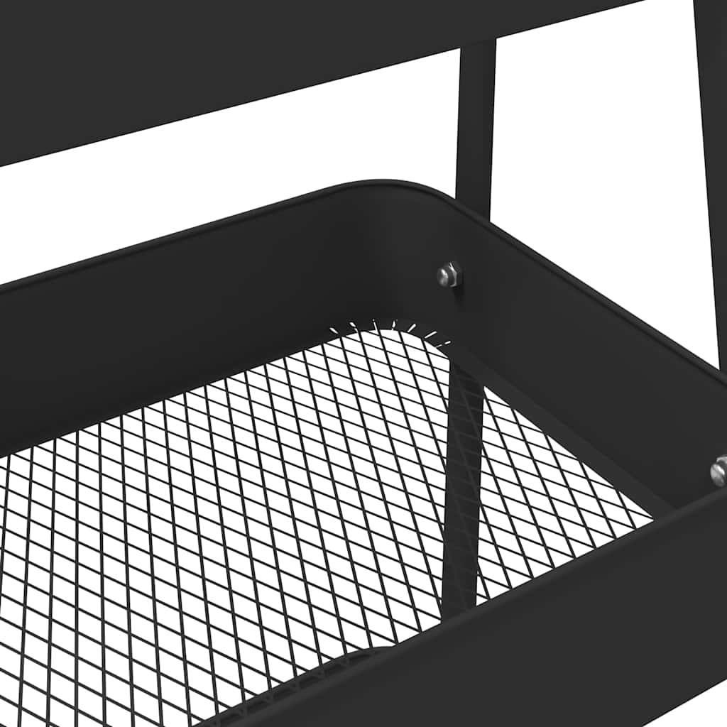 Opbergtrolley 3-laags 42x41,5x77 cm staal zwart