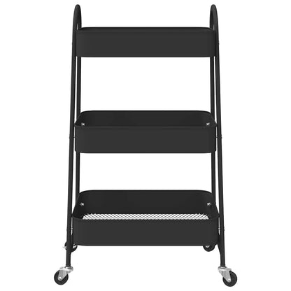 Opbergtrolley 3-laags 42x41,5x77 cm staal zwart