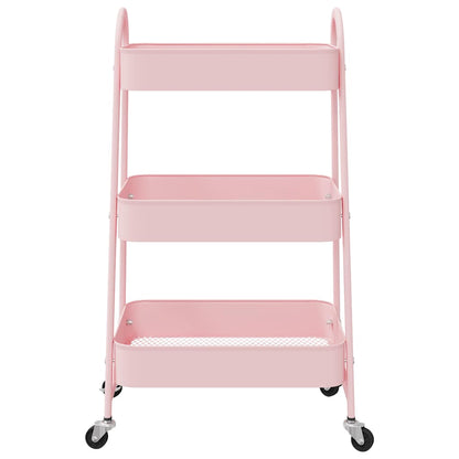 Opbergtrolley 3-laags 42x41,5x77 cm staal roze