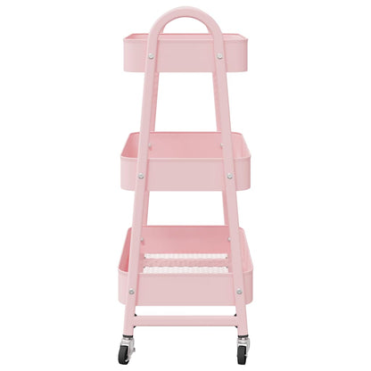 Opbergtrolley 3-laags 42x41,5x77 cm staal roze