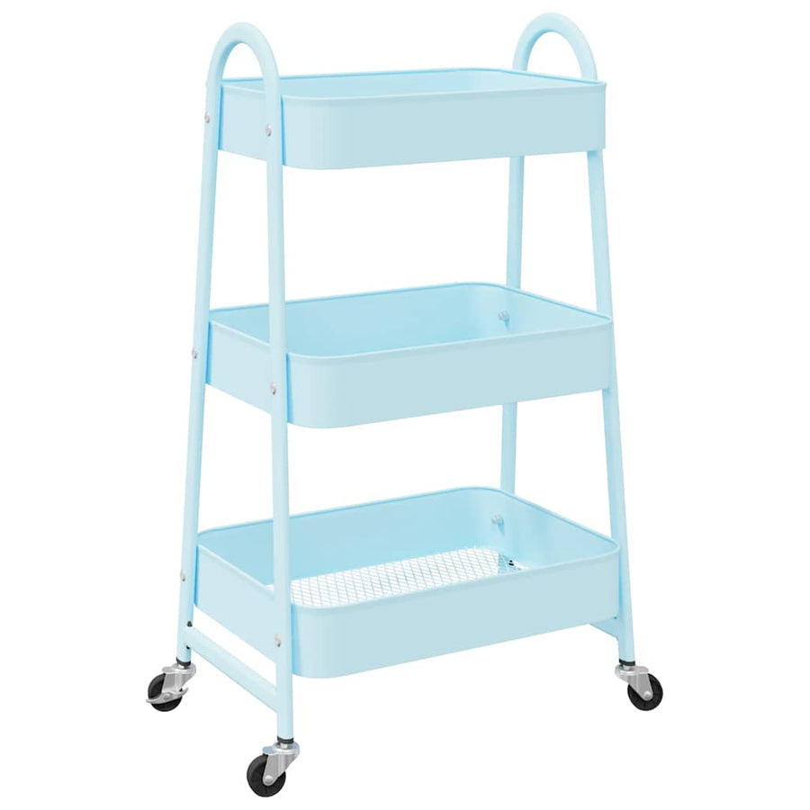 Opbergtrolley 3-laags 42x41,5x77 cm staal blauw