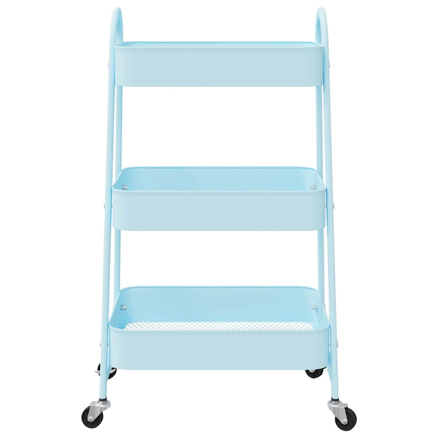 Opbergtrolley 3-laags 42x41,5x77 cm staal blauw