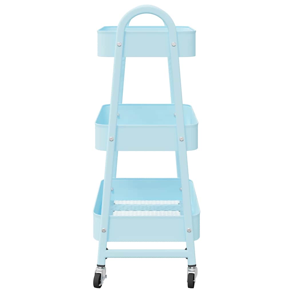 Opbergtrolley 3-laags 42x41,5x77 cm staal blauw