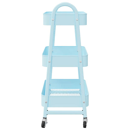 Opbergtrolley 3-laags 42x41,5x77 cm staal blauw