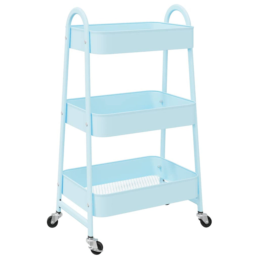 Opbergtrolley 3-laags 42x41,5x77 cm staal blauw