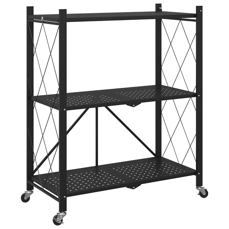 Opbergrek op wielen 71x34x88 cm staal zwart