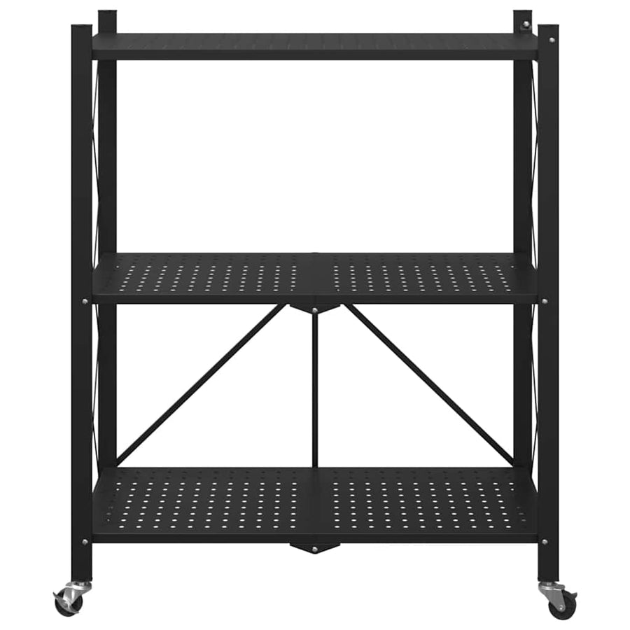 Opbergrek op wielen 71x34x88 cm staal zwart