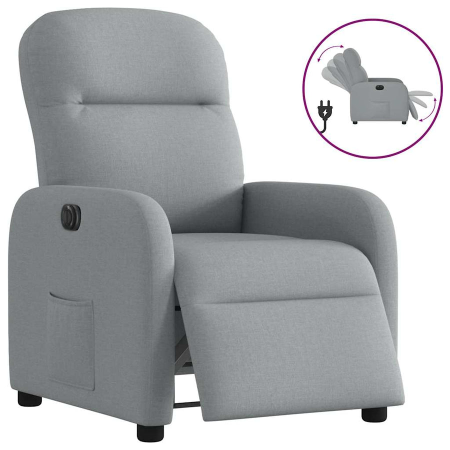 Fauteuil elektrisch verstelbaar stof lichtgrijs
